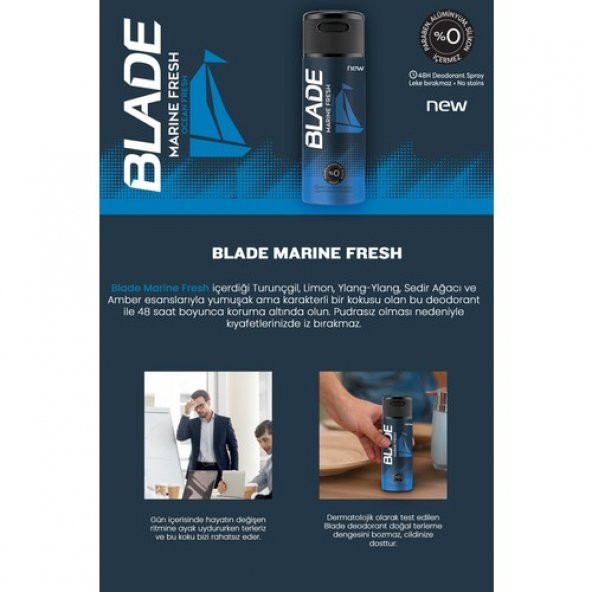 Blade Marine Fresh Deodorant 3x150ml - 4