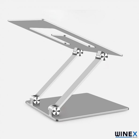 Winex Metal Ayarlanabilir Laptop, Tablet, Macbook, Matebook Yükseltici Katlanabilir Stand Tutucu Gümüş - 2