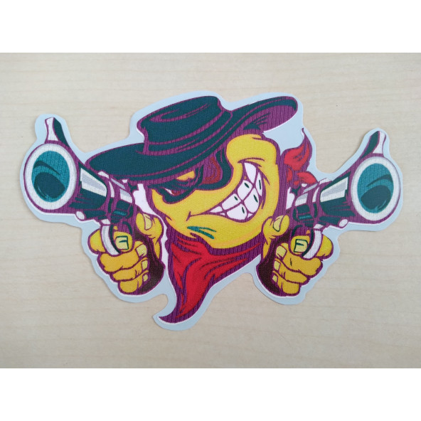 Emoji sticker Kovboy 14x8.5cm Emoji logosu - Emoji arması - Emoji ETİKETİ - Emoji Çıkartma