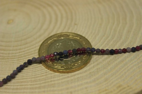 Yakut & Safir Taşı Karışık Dizi 2mm - 2