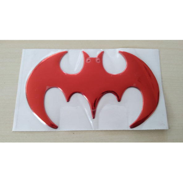 BATMAN STİCKER METALİK KIRMIZI 11x7cm Batman logosu BATMAN ARMASI BATMAN ÇIKARTMA