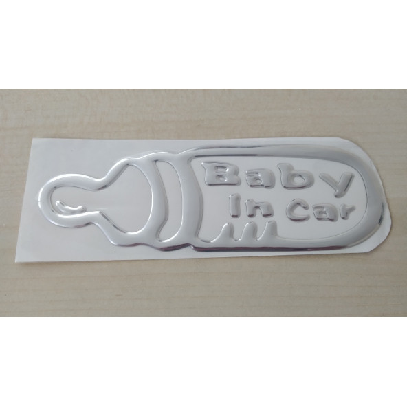 ARABADA BEBEK VAR STİCER METALİK 15x5cm (Baby in car) BEBEK VAR ÇIKARTMA - ARABADA BEBEK VAR ETİKETİ