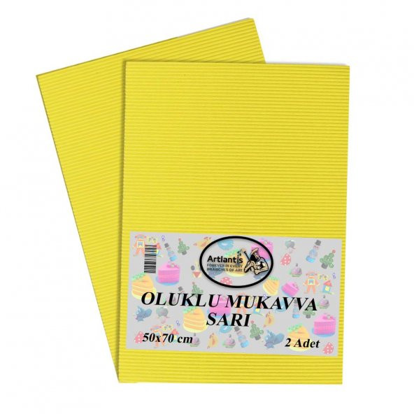 Sarı Oluklu Mukavva 50x70 2 Adet Artlantis Oluklu Mukavva Sarı Renkli 50*70 2 Adet - 1