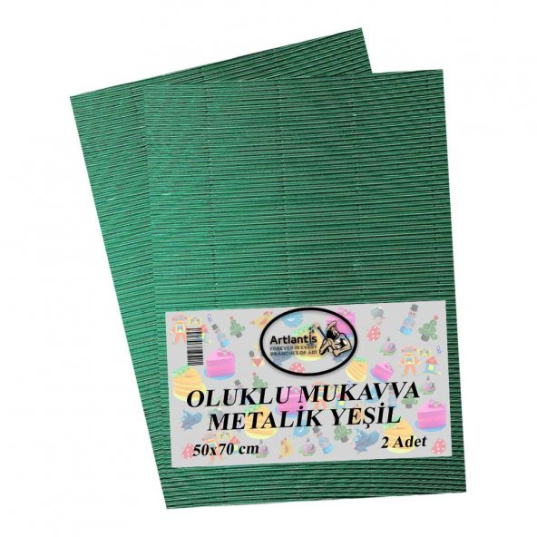 Metalik Yeşil Oluklu Mukavva 50x70 2 Adet Artlantis Oluklu Mukavva Metalik Yeşil Renkli 50*70 2 Adet