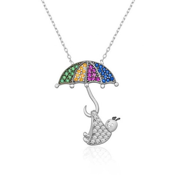 925 Ayar Gümüş Doğan Bebek Gümüş Kolye ürün görseli