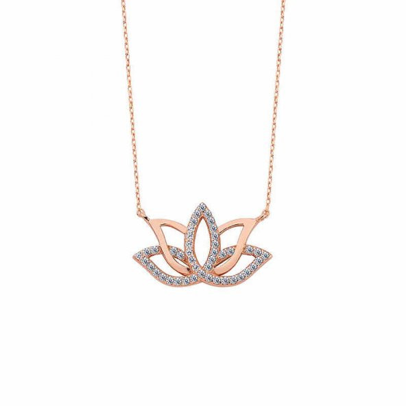 925 Ayar Gümüş Lotus Çiçeği Gümüş Kolye ürün görseli