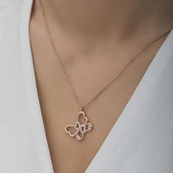 925 Ayar Gümüş Sonsuzluk Kelebek Kadın Gümüş Kolye - Resim 4