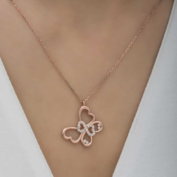 925 Ayar Gümüş Sonsuzluk Kelebek Kadın Gümüş Kolye - Resim 5