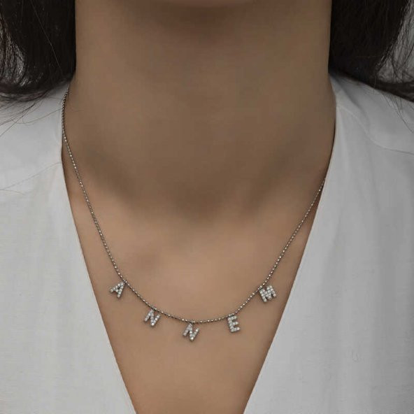 ​925 Ayar Gümüş Annem Yazılı Bayan Gümüş Kolye ürün görseli