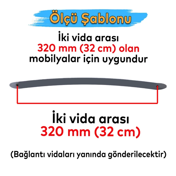 Malin Mobilya Mutfak Dolap Dolabı Kapak Çekmece Kulpu Kulpları Kulbu Krom Metal (320 MM-32.0 CM) - 3