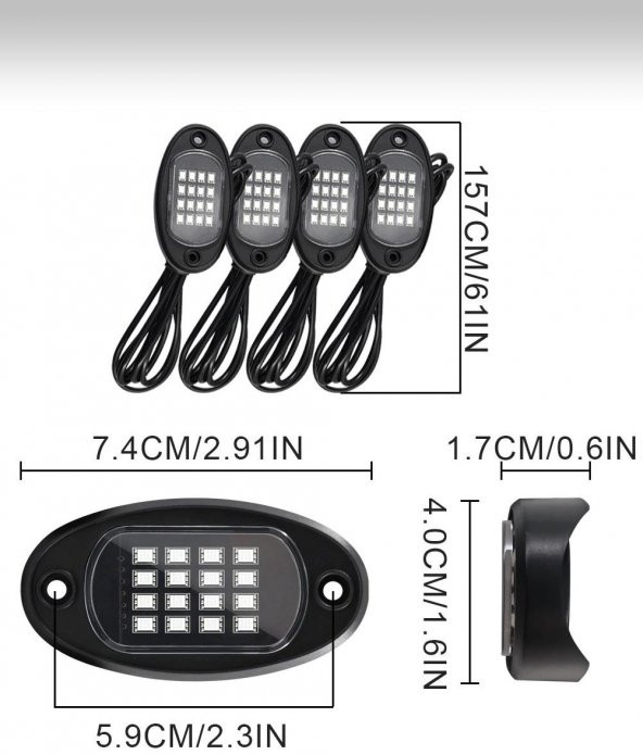 NKT GROUP Off Road Araç Altı Rgb Led Aydınlatma Led 4lü Set App Telefon Ve Kumanda Kontrollü - 8
