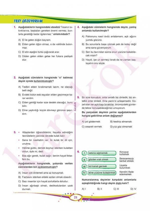 7.Sınıf Türkçe Soru Bankası Karekök Yayınları - 3