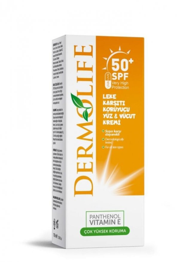 Dermolife Spf50+ Leke Karşıtı Koruyucu Yüz ve Vücut Kremi 50 ml