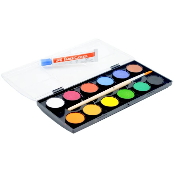 Faber Castell 12 Renk Sulu Boya Küçük Boy Ve Sıvı Yapıştırıcı 181745 - 2