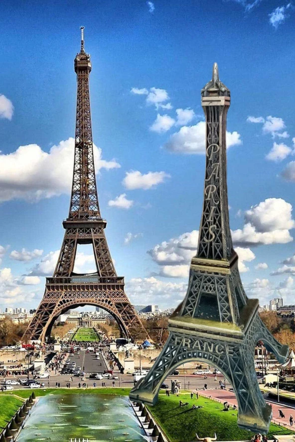 Minyatür Metal Eyfel Kulesi Dekoratif Biblo 15 cm - Resim 8