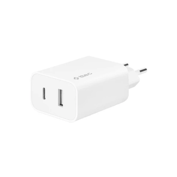 Ttec SmartCharger Duo USB-C+USB-A Seyahat Şarj Aleti 2.4A Beyaz - 2SCS25B