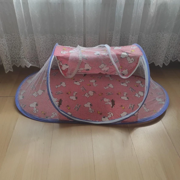 Katlanılabilir Bebek Cibinlik 90 cm Kırmızı Bebek Tül Sineklik Haşere Koruyucu Bebek Çadırı Snoopy ürün görseli