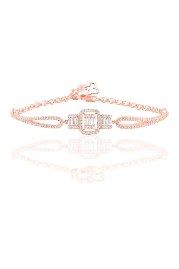 Gümüş rose baget  taşlı bilezik SGTL11735ROSE ürün görseli