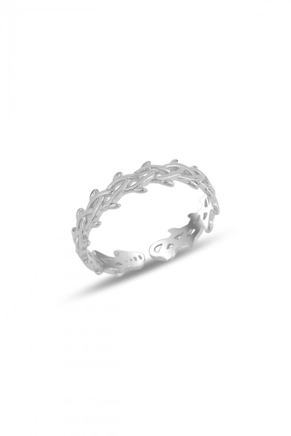 Gümüş rodyumlu  ayarlamalı örgü yüzük ürün görseli