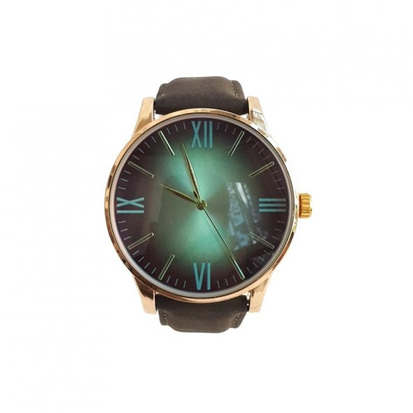 Watch Art Altın Sarı Metal Kasa ve Yeşil Deri Kordon  Erkek Kol Saati CHES225 - 4