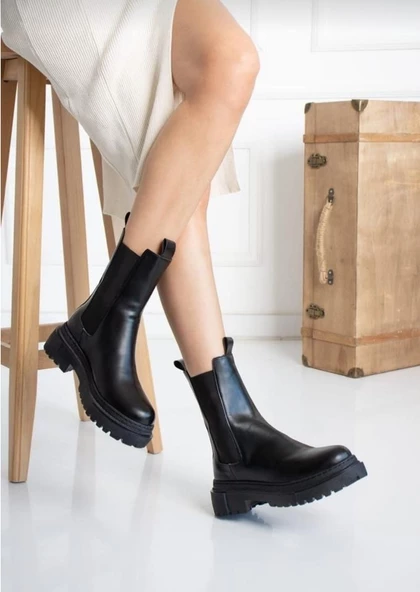 Deri Kadın Bot - Brescia Siyah Cilt - 2