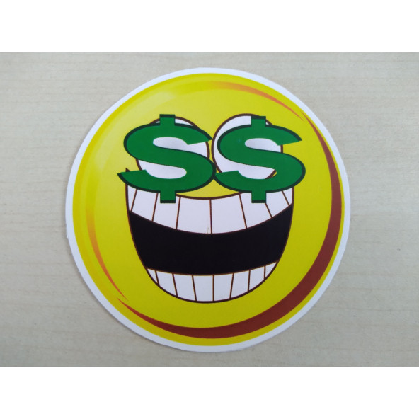 Emoji sticker Dolar 8cmx8cm Emoji logosu - Emoji arması - Emoji ETİKETİ - Emoji Çıkartma