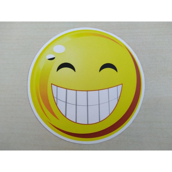 Emoji sticker Gülen 8cmx8cm Emoji logosu - Emoji arması - Emoji ETİKETİ - Emoji Çıkartma