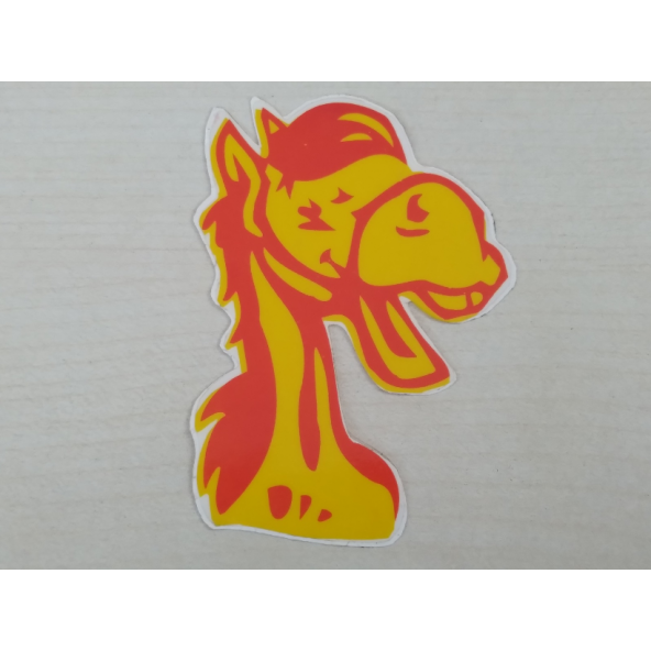 Red kit Düldül STİCKER Sarı 8.5x6cm GÜLEN AT STİCKER Düldül ETİKETİ - Düldül ÇIKARTMASI