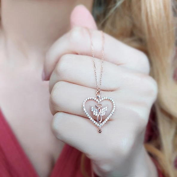 925 Ayar Kelebek Kalp Hediye Kolye ürün görseli 1