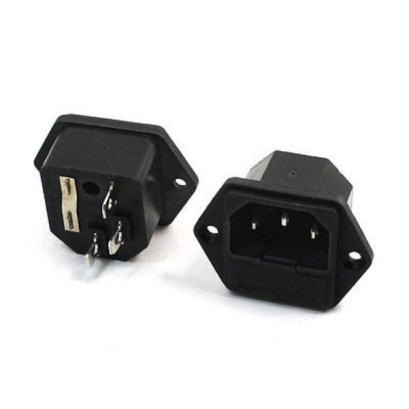 Sigortalı C14 Erkek Şase Tipi Power Soket - Vidalı - 1
