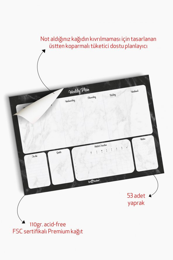 2li Masaüstü Planlayıcı Set Mermer - 3