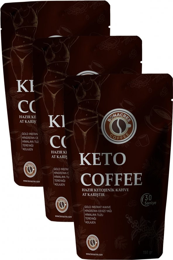 Ketojenik Hazır Kahve Keto Instant Coffee Paket 3 x 150gr