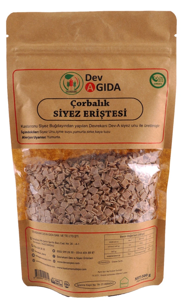 DOYPACK ÇORBALIK SİYEZ ERİŞTESİ 500G