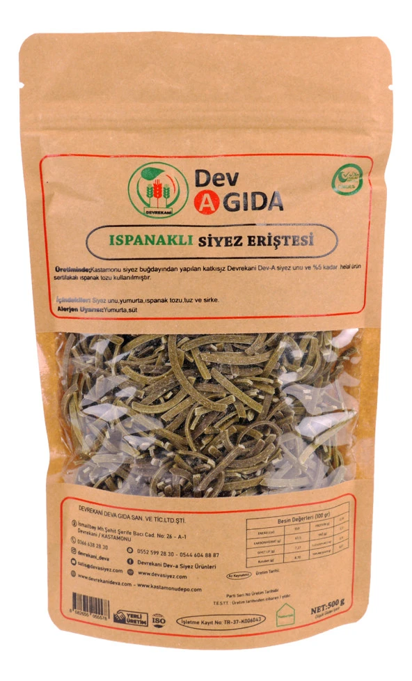DOYPACK ISPANAKLI SİYEZ ERİŞTESİ 500G