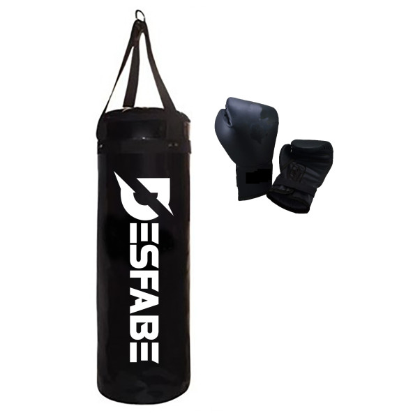 Desfabe Boxing Star 70x25 Cm Kayışlı Boks Kum Torbası Siyah +Boks Eldiveni