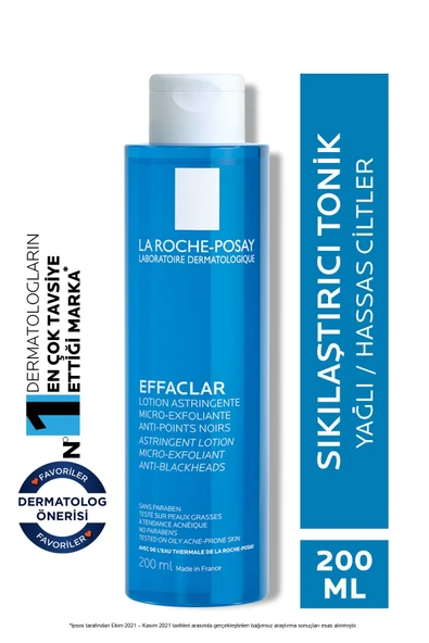 LA ROCHE POSAY Effaclar Mikro Soyucu Tonik Yağlı/Akneye Eğilim Gösteren Ciltler Ciltler Gözenek Sıkılaştırıcı 200ml 3433422408159