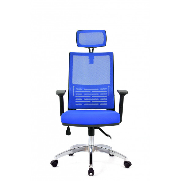 Herkese Mobilya Carina Mavi Fileli Krom Makam Koltuğu Ofis Koltuğu