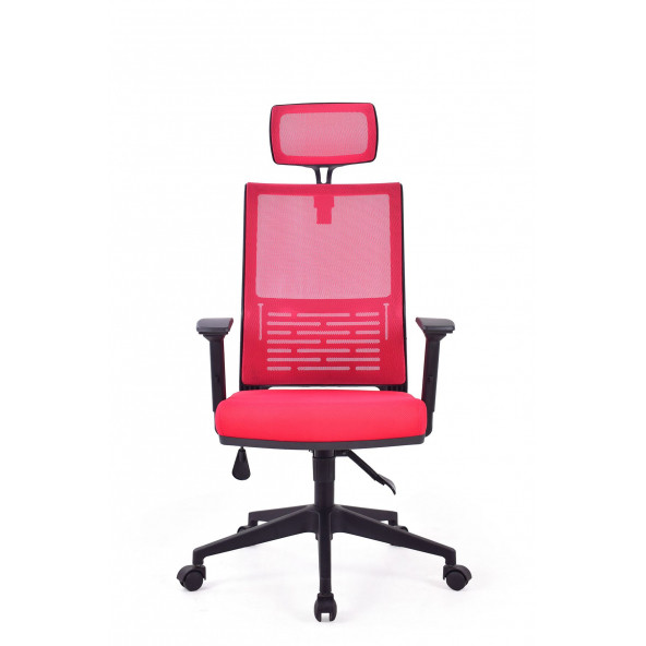 Herkese Mobilya Carina Kırmızı Fileli Pls Makam Koltuğu Ofis Koltuğu