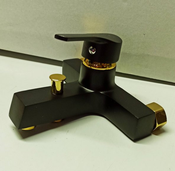 Saray Gold Desenli Siyah Mat Banyo Batarya