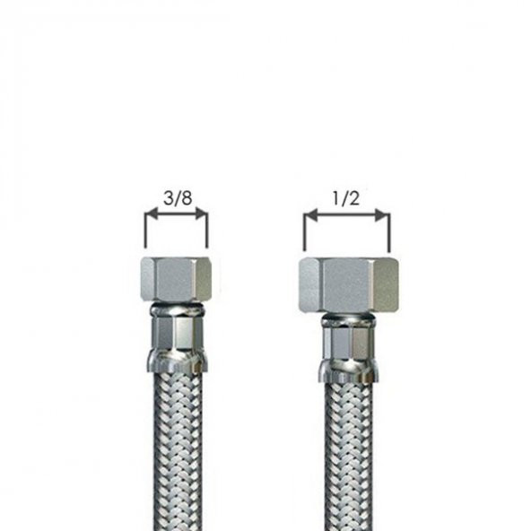 Sıcak Soğuk Su Bağlantı Hortumu 1/2 3/8  50 CM