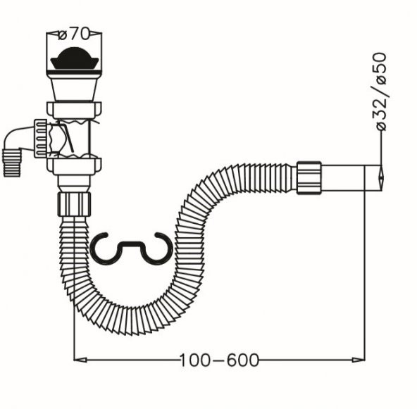 Körüklü Evye Sifonu Makine Girişli 50mm - 2