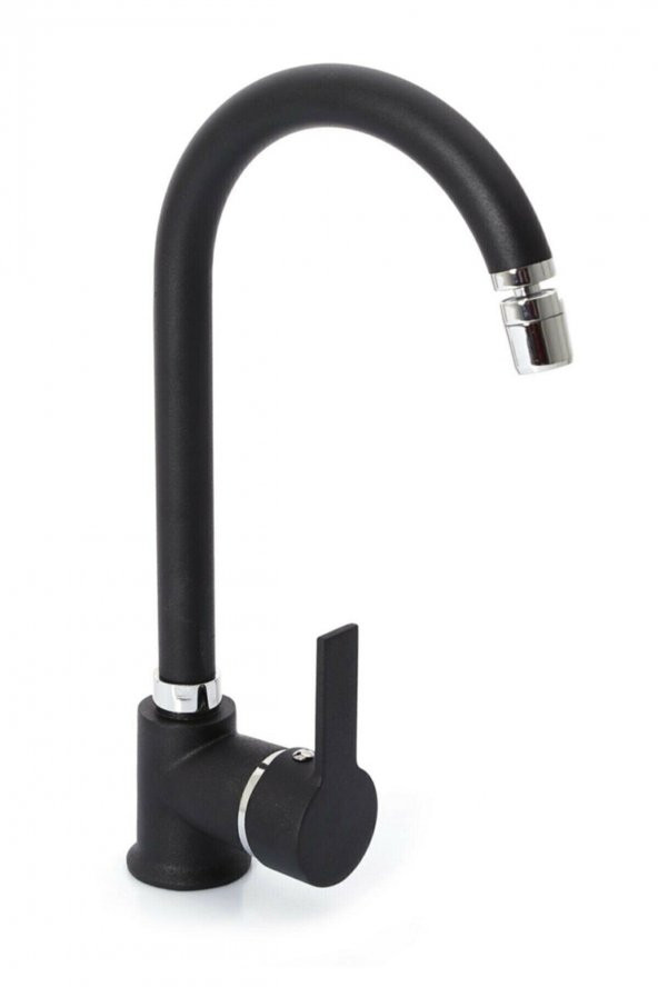 Siyah Pirinç 360° Oynar Başlıklı Mutfak Evye Bataryası