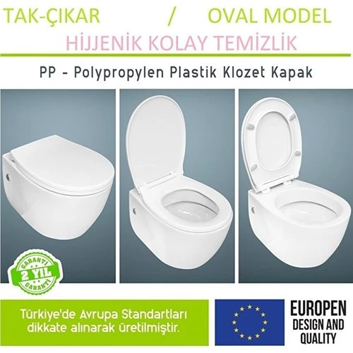 Yavaş Kapanan Sessiz Beyaz Klozet Kapağı Akdeniz Model Sök Tak Özellikli Üstten Montaj - 3