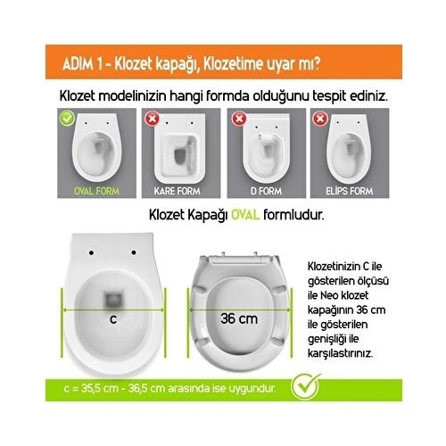 Yavaş Kapanan Sessiz Beyaz Klozet Kapağı Akdeniz Model Sök Tak Özellikli Üstten Montaj - 5