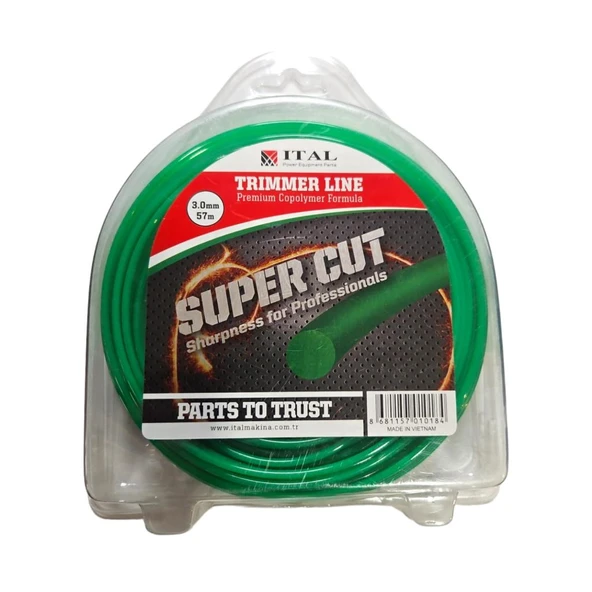 Ital 3.00Mm 57 Mt.Yuvarlak Yeşil Tırpan Misinası Ot Çim Kesme İpi ürün görseli