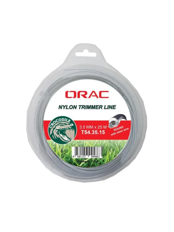 Orac 3.50 mm 24 mt.Yuvarlak Telli Gri Tırpan Misinası