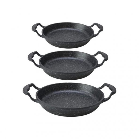 Eda Cookwear Asya Kapaksız Granit Döküm 3 Parça Sahan Seti