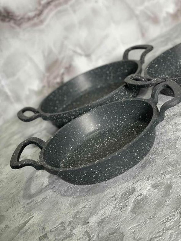 Eda Cookwear Asya Kapaksız Granit Döküm 3 Parça Sahan Seti - 2