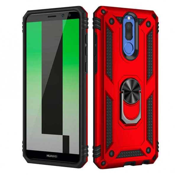 Huawei Mate 10 Lite Kılıf Yüzüklü Magnetic Antişok Korumalı Silikon Kapak - 3