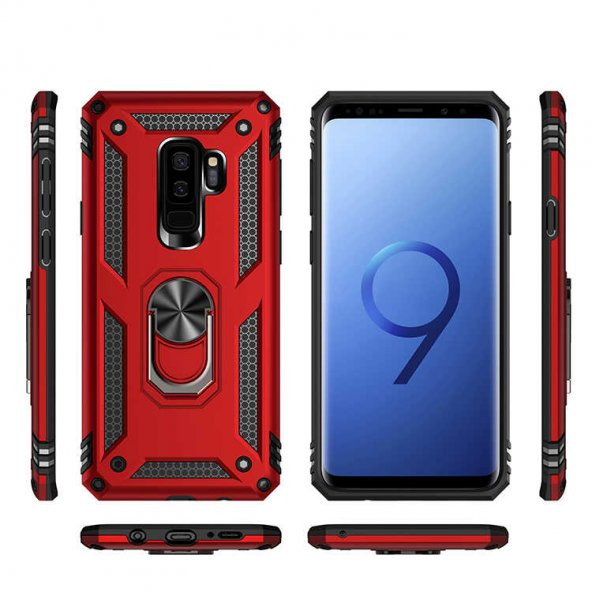 Samsung Galaxy S9 Plus Kılıf Yüzüklü Magnetic Antişok Korumalı Silikon Kapak - 3
